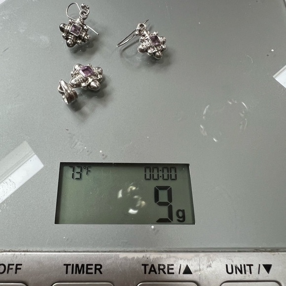 Vintage Sterling Silver Amethyst Brooch & Earring set - Picture 12 of 12